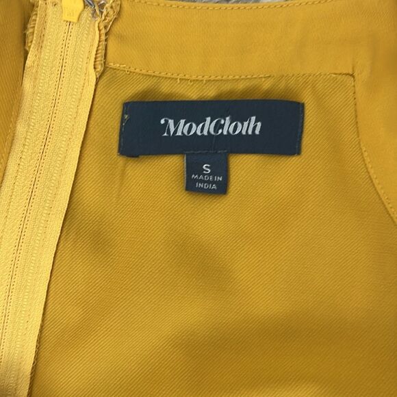 ModCloth Mustard Midi Sundress, Romantic CottageCore Button front Lace - Small - Picture 10 of 13